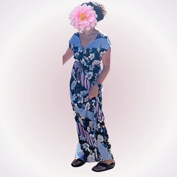 Nordstrom Mixed Print V-Neck Maxi Dress | Sz S - Picture 1 of 6